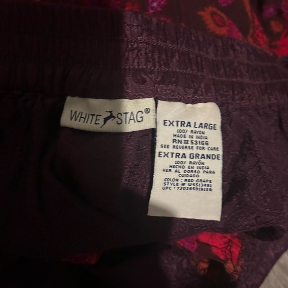 Sold! Deep purple and red/burgundy, multi floral maxi skirt with elastic waist - Picture 6 of 6